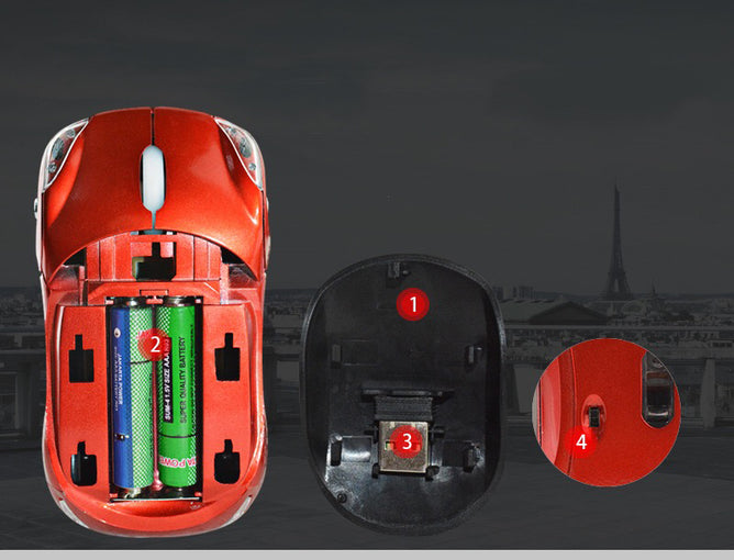 MC1-B Car Shape Ergonomic Wireless Mouse Battery Operated