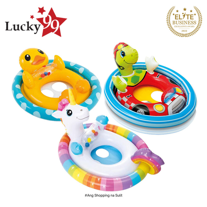 Intex Inflatable See Me Sit Cute Animals Design Kiddie Pool Rider Swimming Ring Floats for Water Fun