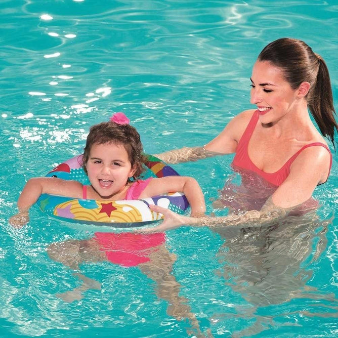 Bestway 20 Inches Inflatable Sea Creature Printed Design Floating Swim Ring for Children