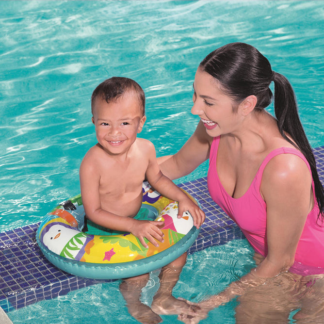 Bestway 20 Inches Inflatable Sea Creature Printed Design Floating Swim Ring for Children