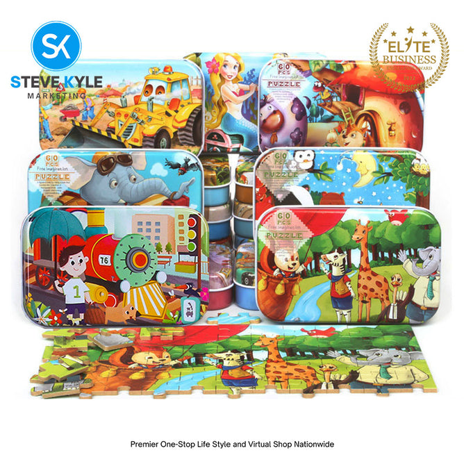 60Pcs Jigsaw Puzzle Early Educatinal Cartoon Wooden Puzzle Toy