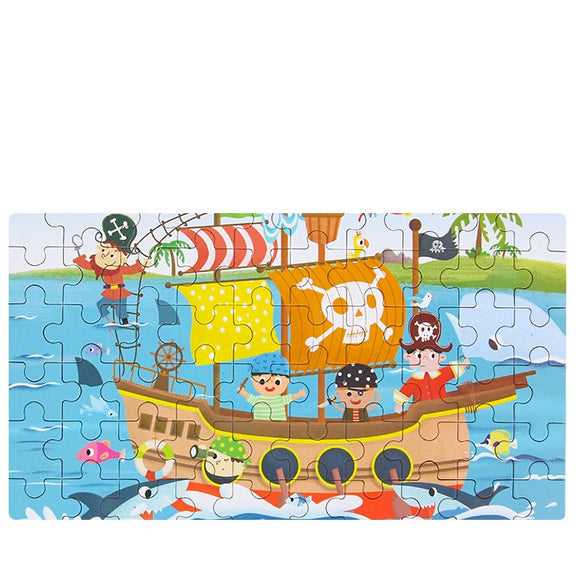 60Pcs Jigsaw Puzzle Early Educatinal Cartoon Wooden Puzzle Toy