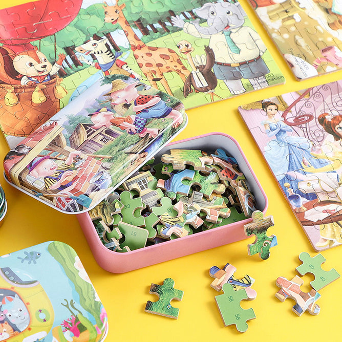 60Pcs Jigsaw Puzzle Early Educatinal Cartoon Wooden Puzzle Toy