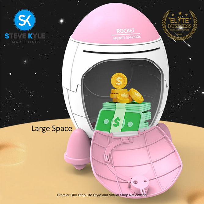 Rocket Money Box Coin With Big Space Cartoon Ornaments