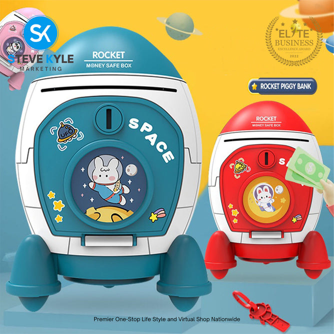 Rocket Money Box Coin With Big Space Cartoon Ornaments