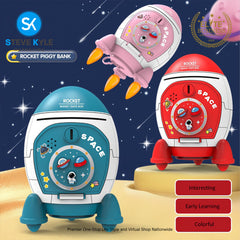 Rocket Money Box Coin With Big Space Cartoon Ornaments