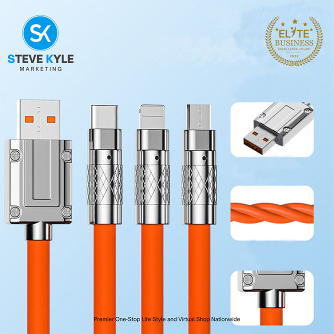 3n1 Fast Charing Big High Speed Transmission Cable 120W