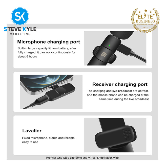 PULUZ Wireless Lavalier Noise Reduction Reverb Microphone for 8-Pin and Type-C Device