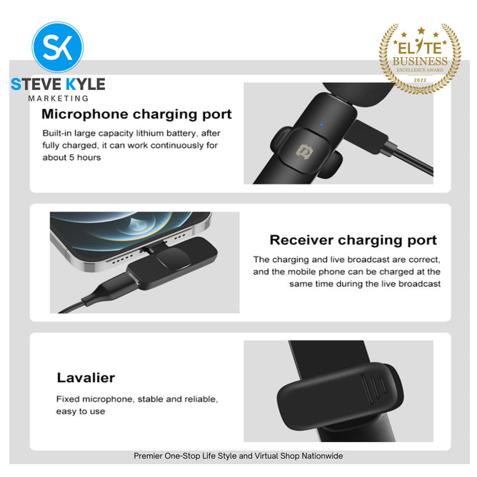 PULUZ Wireless Lavalier Noise Reduction Reverb Microphone for 8-Pin and Type-C Device