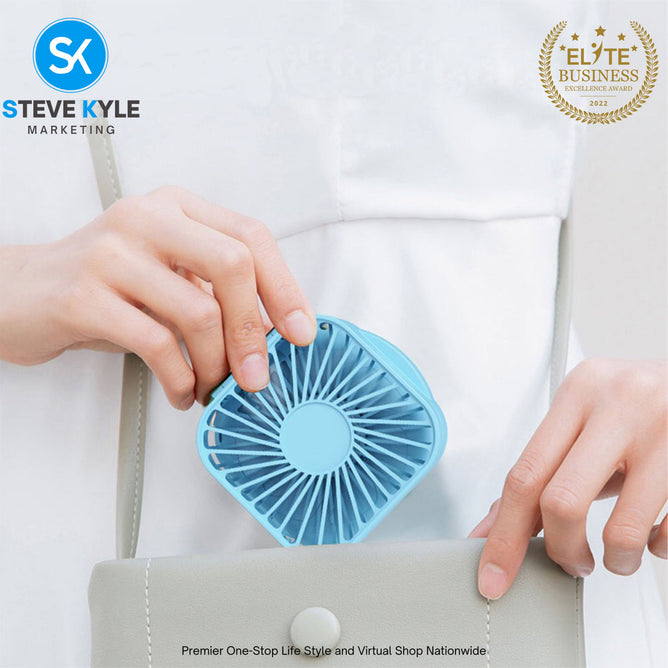 NEW Portable Mini Rechargeable Folding Fan with Mirror & Lace