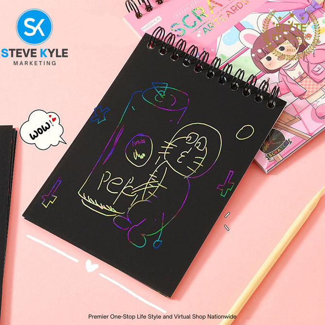 Cute Drawing Scratch Paper for Kids Scratch Off Paper Sheets ArtCraft Kit Black