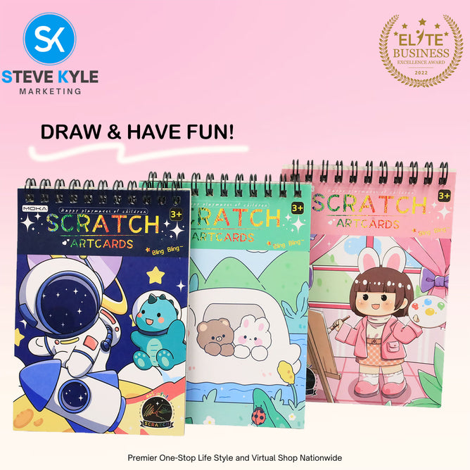 Cute Drawing Scratch Paper for Kids Scratch Off Paper Sheets ArtCraft Kit Black