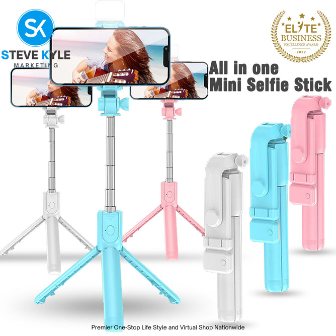 Wireless Bluetooth Foldable Selfie Stick Tripod with Fill Light Adjustable Monopod Remote Shutter