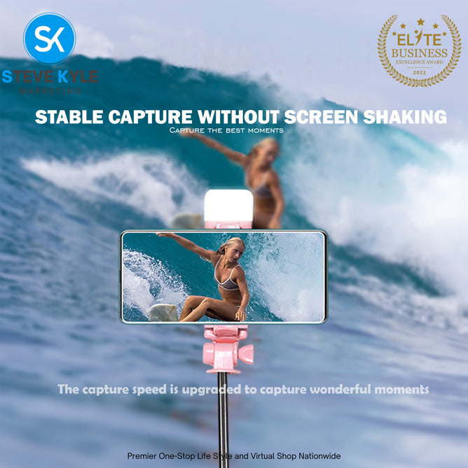 Wireless Bluetooth Foldable Selfie Stick Tripod with Fill Light Adjustable Monopod Remote Shutter