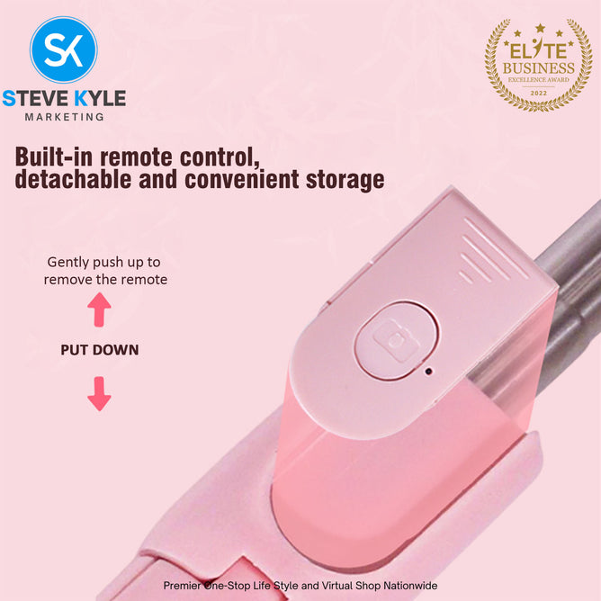 Wireless Bluetooth Foldable Selfie Stick Tripod with Fill Light Adjustable Monopod Remote Shutter