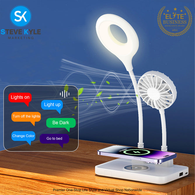 MultiFunction Small Fan USB Voice Control Night Light
