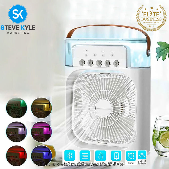 NEW USB Mini Portable Air Cooling Fan Powerful Air Cooler Air Humidifier with 7 Colors LED Light