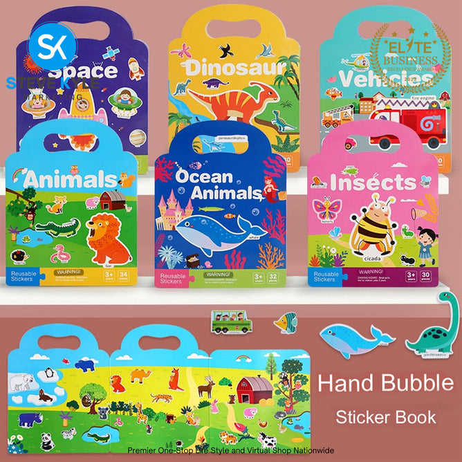 Children Reusable Sticker Book Puzzle Game DIY Cartoon Stickers Learning Books