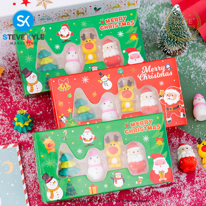 Christmas Eraser Snowmen Santa Christmas Stationery Kawaii Good-looking Pencil Erasers Pupils Stationery