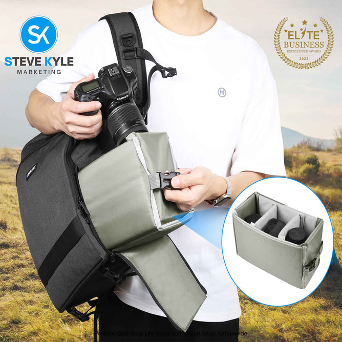 PULUZ Outdoor Portable Camera Dual Shoulders Backpack Laptop Bag (Black)