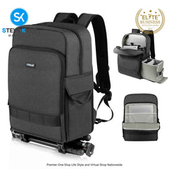 PULUZ Outdoor Portable Camera Dual Shoulders Backpack Laptop Bag (Black)