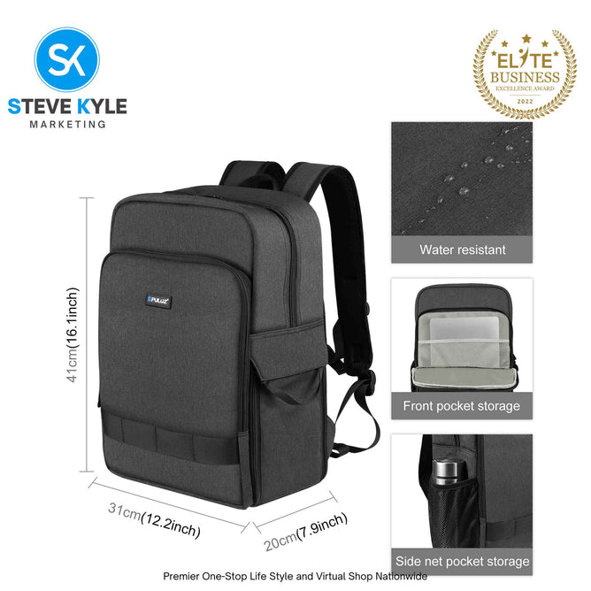 PULUZ Outdoor Portable Camera Dual Shoulders Backpack Laptop Bag (Black)
