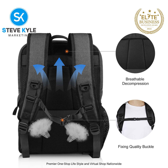 PULUZ Outdoor Portable Camera Dual Shoulders Backpack Laptop Bag (Black)