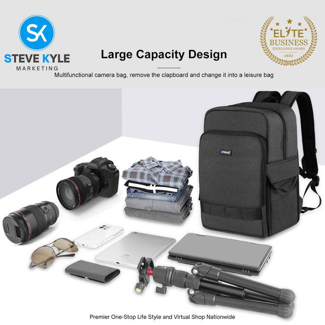 PULUZ Outdoor Portable Camera Dual Shoulders Backpack Laptop Bag (Black)